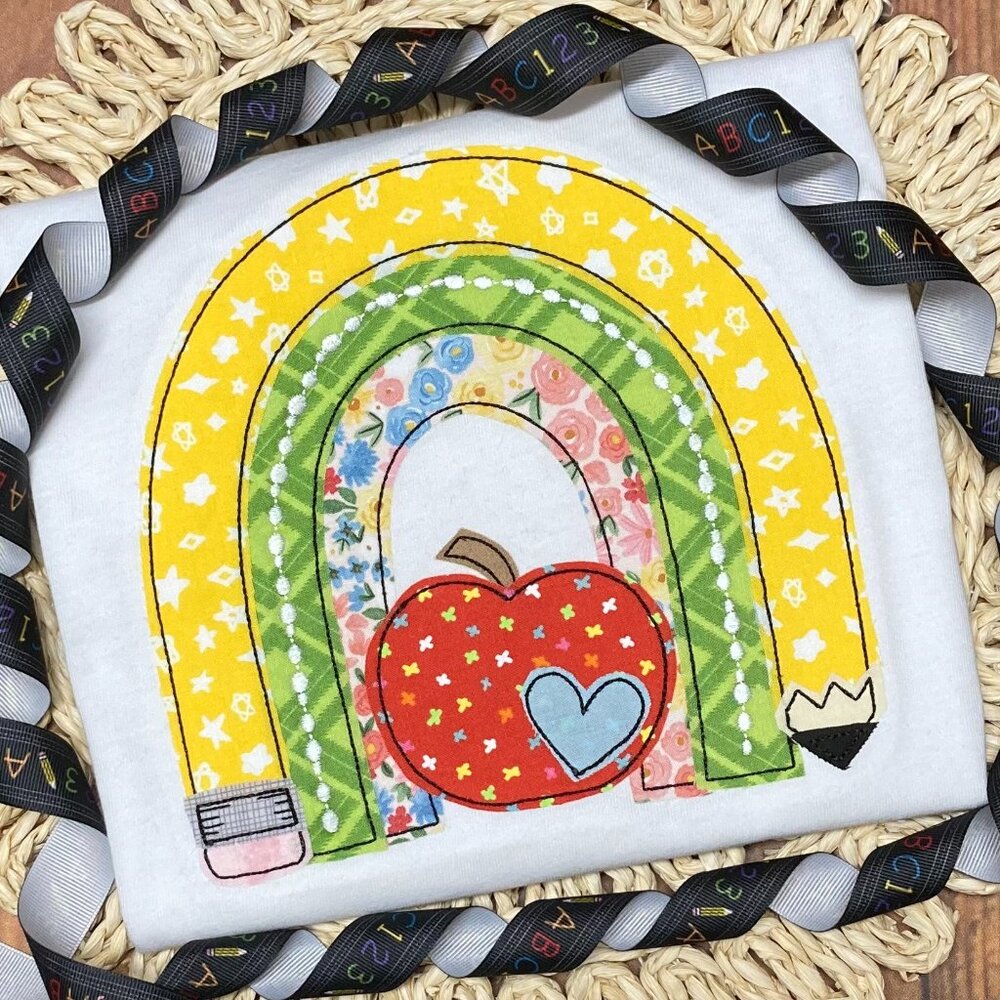 Made to order Applique Back to school rainbow shirt